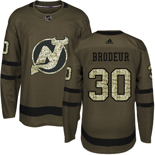 Adidas Devils #30 Martin Brodeur Green Salute to Service Stitched Youth NHL Jersey